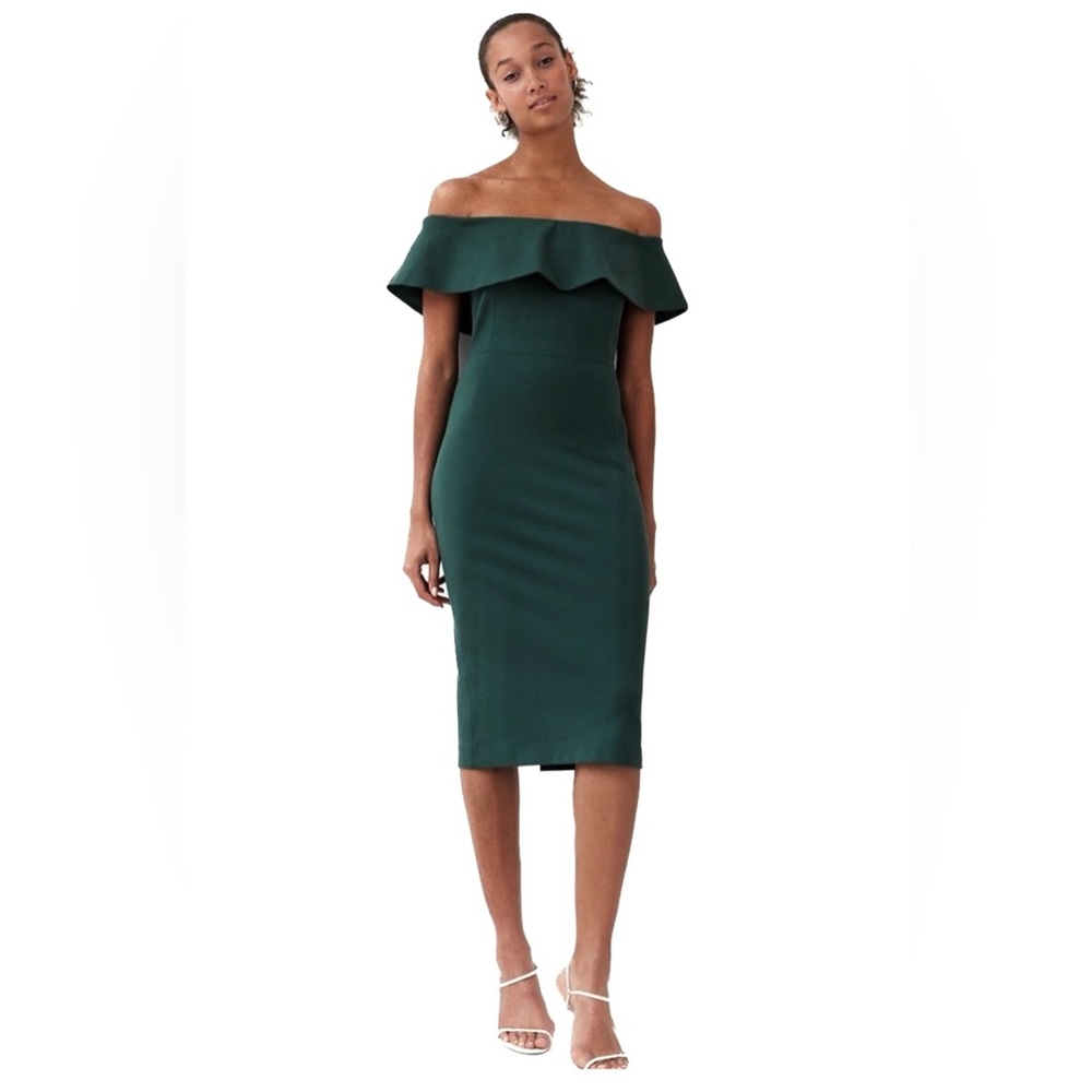 Aritzia Babaton Teal off shoulder Dress